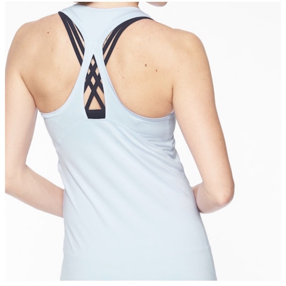 ATHLETA Limitless Keyhole Tank Athletic Top Women Size Small Blue Cut Out